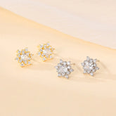 S925 Silver French Snowflake Zircon Stud Earrings