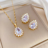 Micro-inlaid Graceful Personality Banquet Ear Necklace Combination