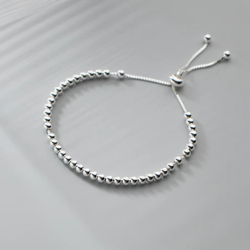 S925 Sterling Silver Light Bead Adjustable Bracelet