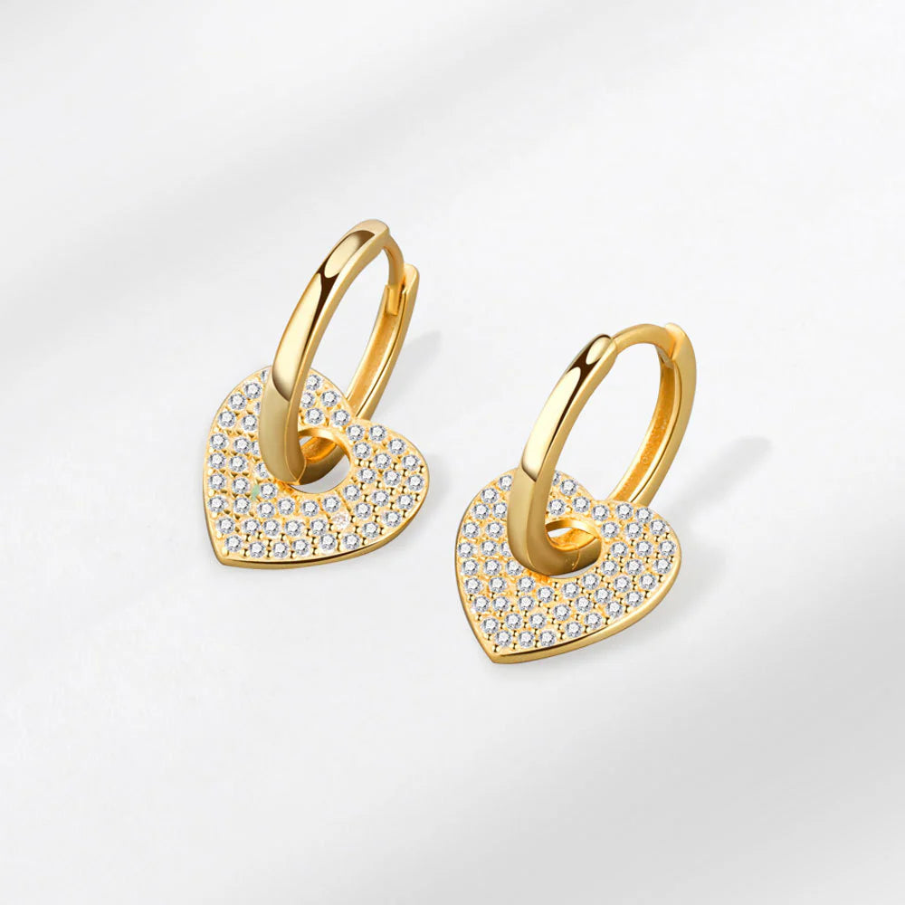 18K Gold Copper Micro-inlaid Earrings European And American Famous Diamond Heart Earrings