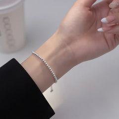 S925 Sterling Silver Light Bead Adjustable Bracelet