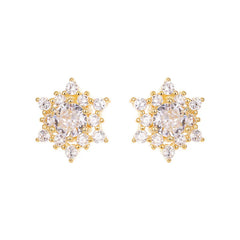 S925 Silver French Snowflake Zircon Stud Earrings