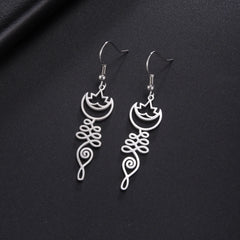 Temperament Wild Simple Moon Ring Earrings