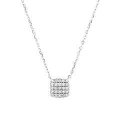 Sterling Silver Square Stone Full-shop Pendant Necklace