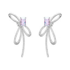 Aurora Ribbon Bow Small Sugar Cube Earrings