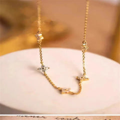 S925 Sterling Silver Plated 18K Gold Light Luxury Star Elegance High-grade Starry Clavicle Chain