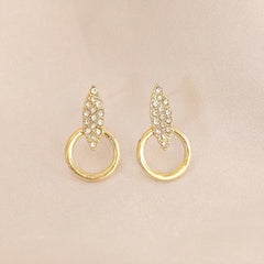 Graceful Geometric Stud Diamond Circle Design High-Grade Earrings