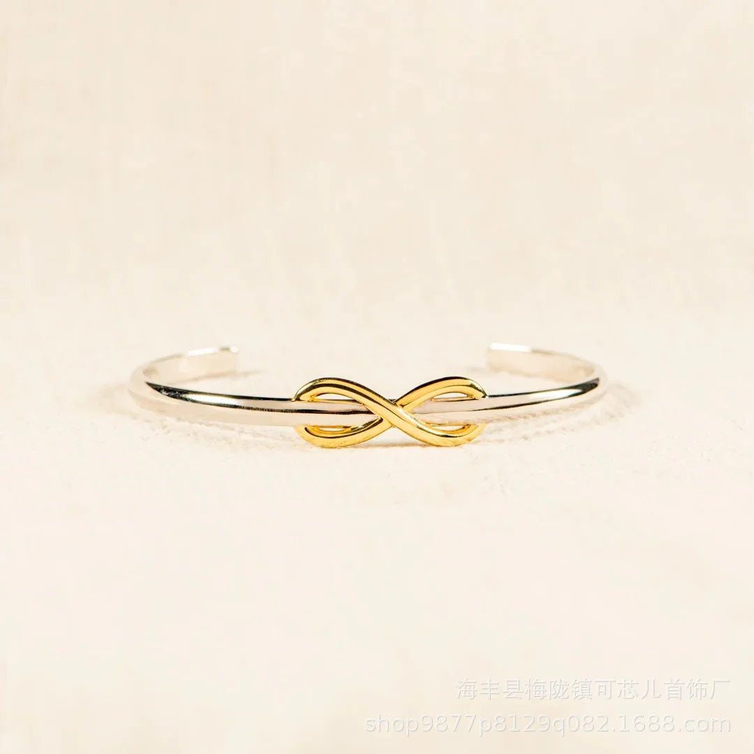 Double Color Gold Silver Bowknot Lucky 8 Bracelet