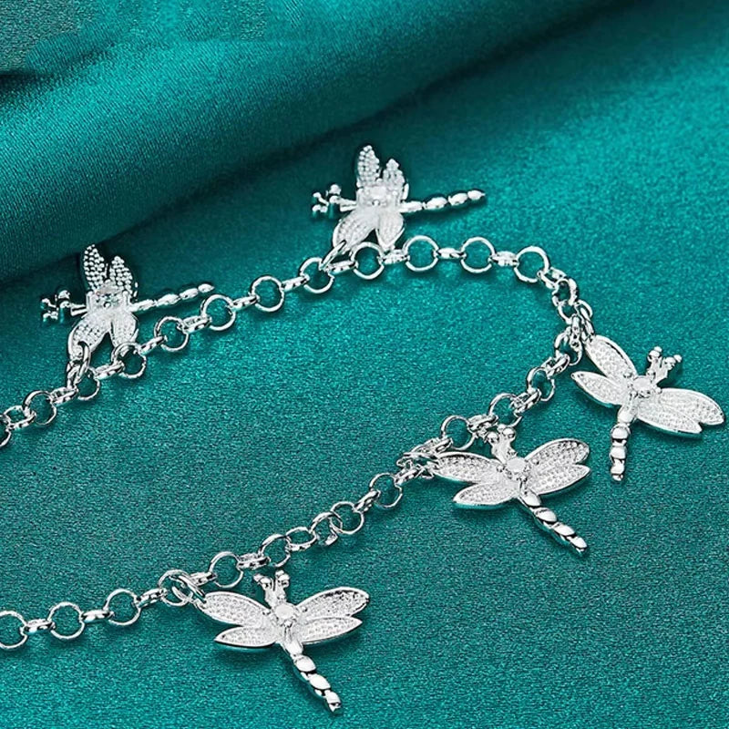 Hanging Five Dragonfly Coil Shrimp Buckle Bracelet For Women