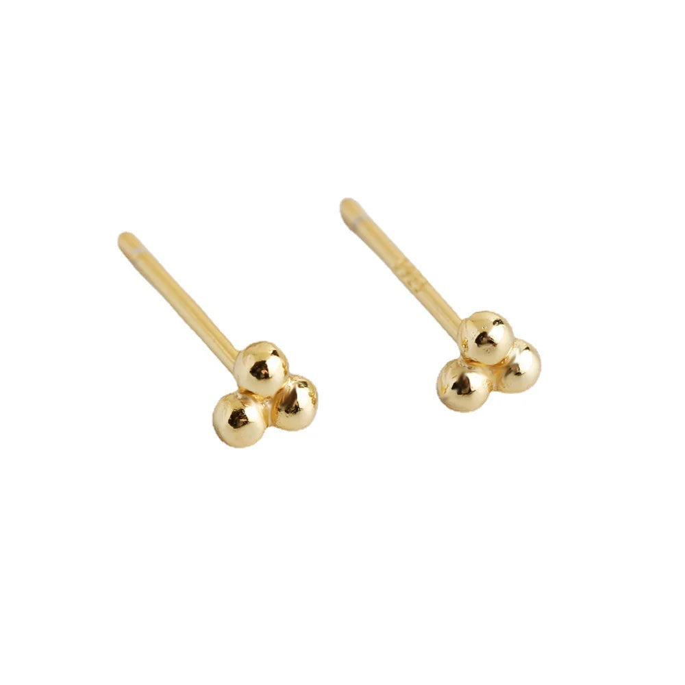 Simple And Fresh Student Polka Dot S925 Silver Stud Earrings