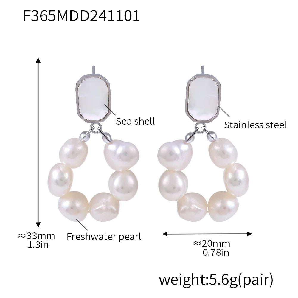 Freshwater Pearl Earrings Women's Light Luxury , Sweet Temperament, Shell Stud Earrings, Earrings