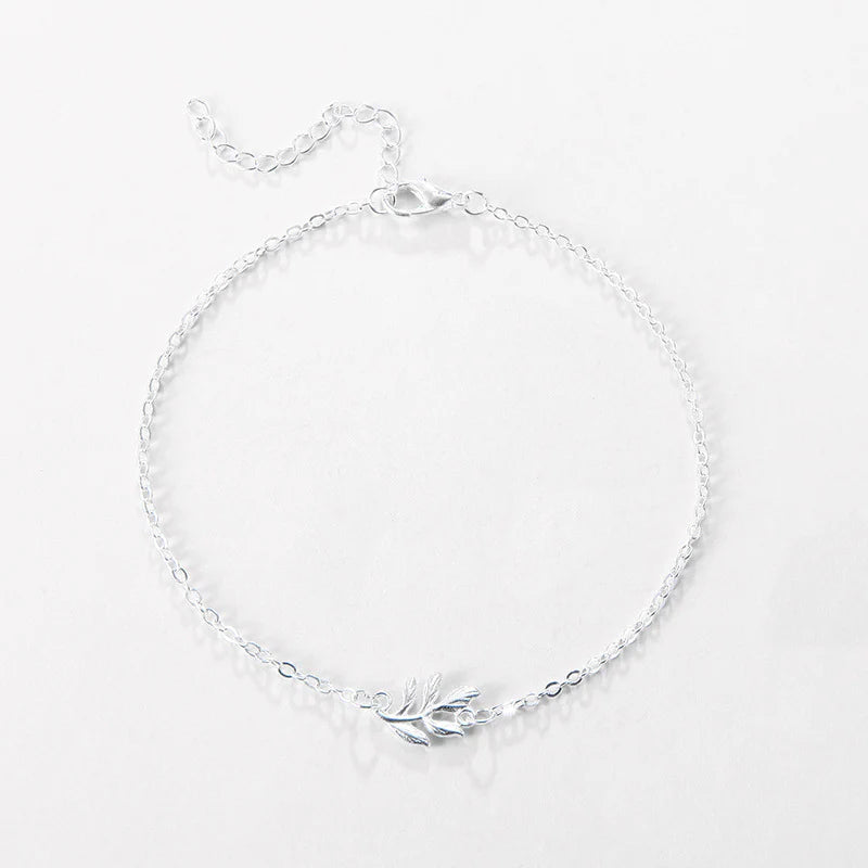 Fashion Simple Alloy Mori Style Flower Leaf Anklet