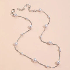 Vintage Pearl Clavicle Chain Female Simple