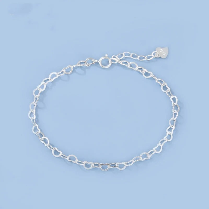 S925 Silver Heart Bracelet Simple Temperament Heart-shaped