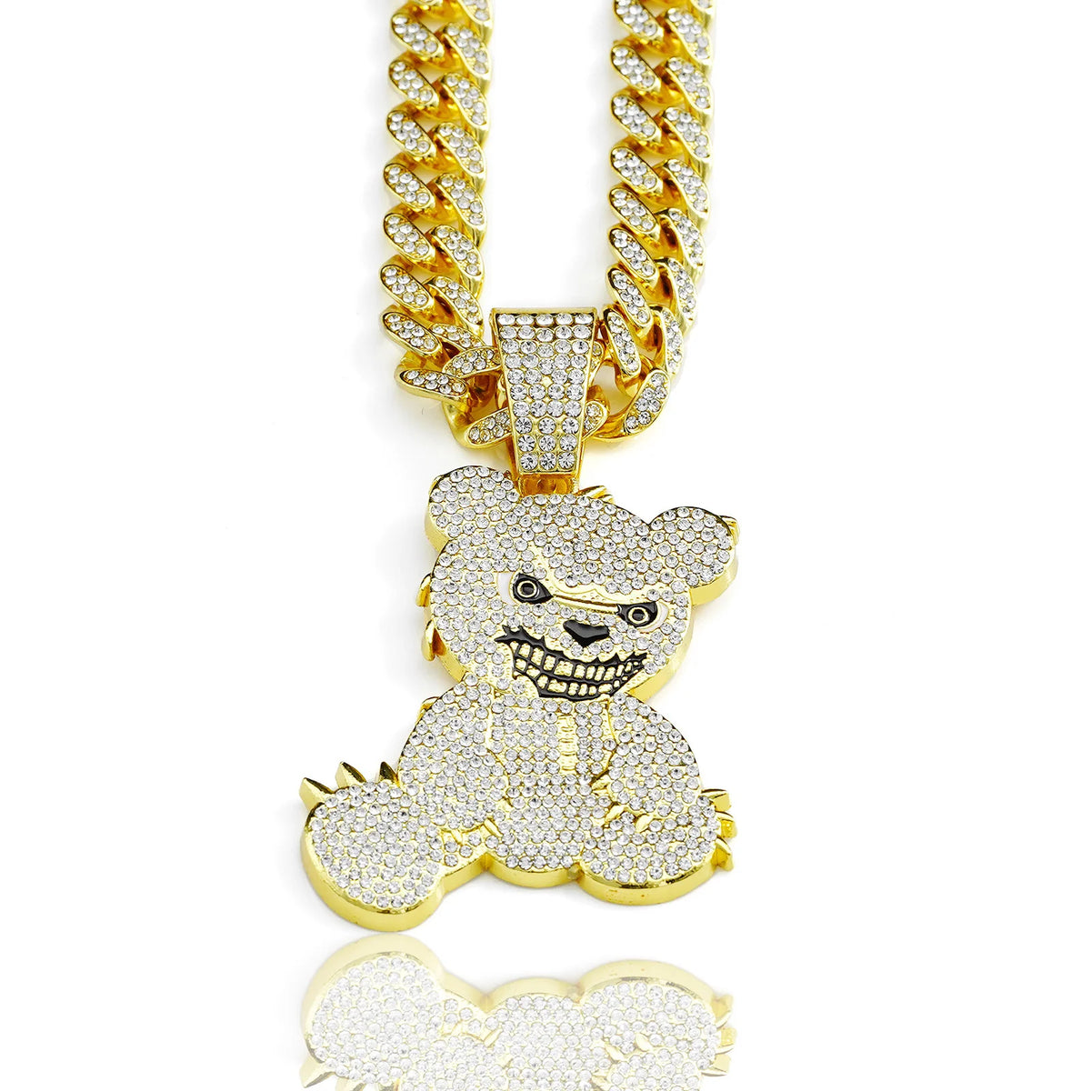 Personalized Grinning Bear Necklace Men's All-Match Full Diamond