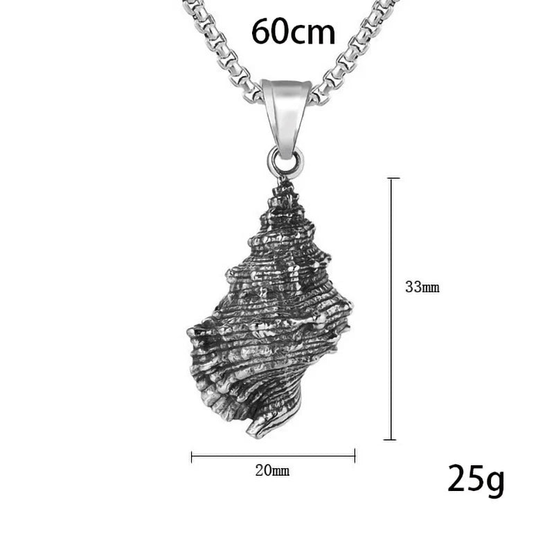 Stainless Steel Men's And Women's Necklace Personality Vintage Conch Men's Titanium Steel Pendant Necklace