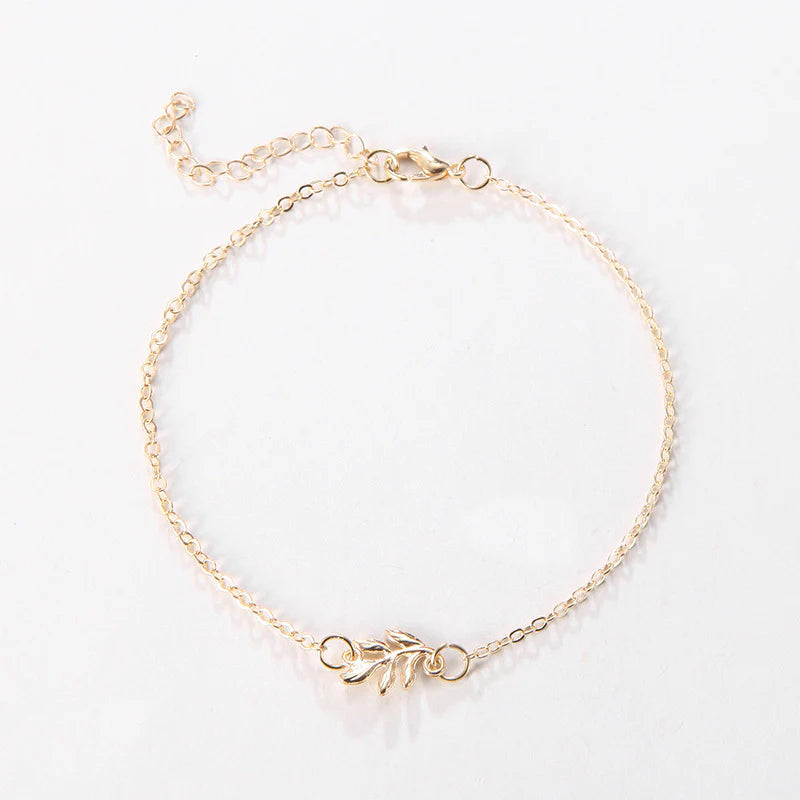 Fashion Simple Alloy Mori Style Flower Leaf Anklet