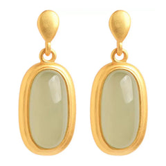 Ancient Gold Inlaid Hetian Jade Earrings For Women New Long