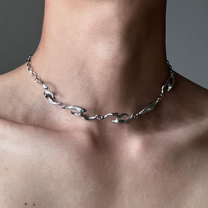 Irregular Shaped Metal Necklace On The Street