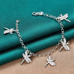 Hanging Five Dragonfly Coil Shrimp Buckle Bracelet For Women