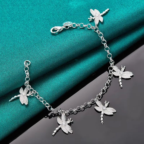 Hanging Five Dragonfly Coil Shrimp Buckle Bracelet For Women