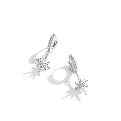 Rhinestone Stereo Eight Awn Star Ear Clip Simple Zircon Planet Short Earrings