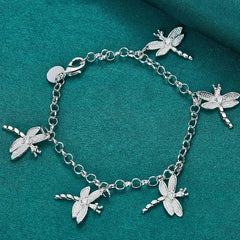 Hanging Five Dragonfly Coil Shrimp Buckle Bracelet For Women