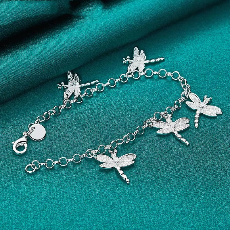 Hanging Five Dragonfly Coil Shrimp Buckle Bracelet For Women