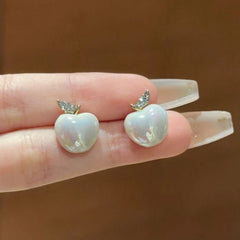 Silver Nail Decoration Inlaid Rhinestone Pearl Creative Earrings